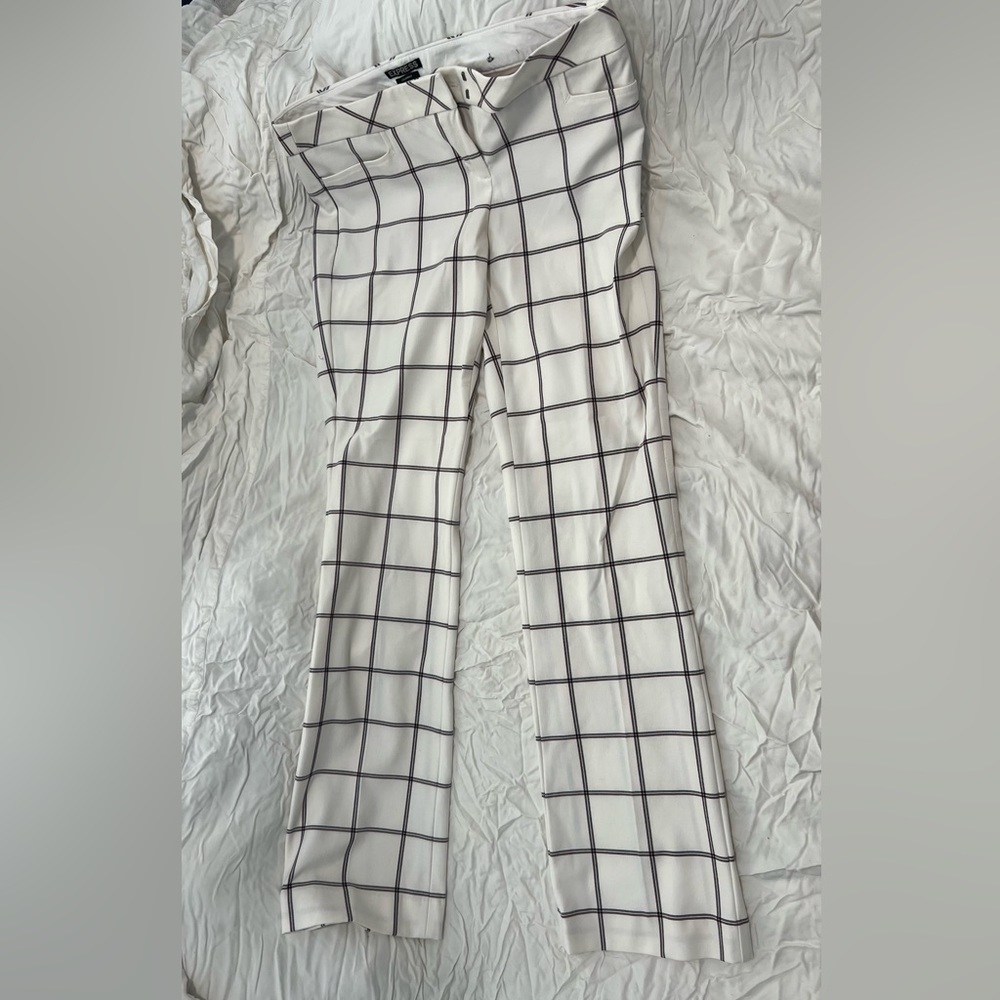 Size 8 Cream and maroon plaid Express columnist pants